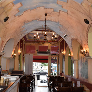 The vaulted dining room at Marco Polo on the Damrak